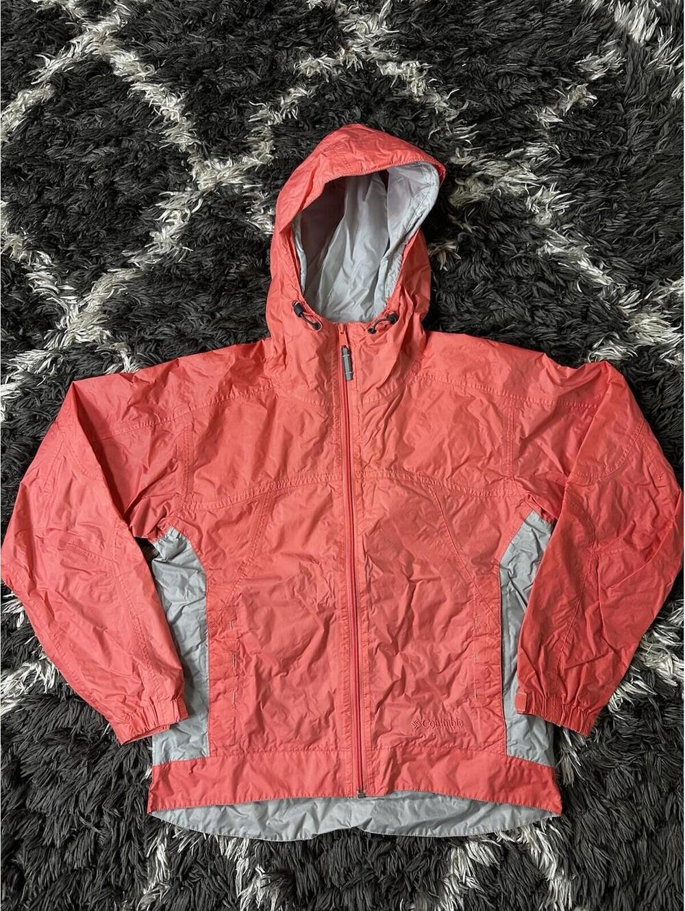 Columbia Women's Size Medium Pink & Gray Full Zip Hooded Windbreaker Jacket